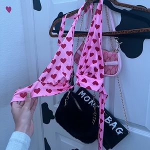 cute pink and red heart halter top